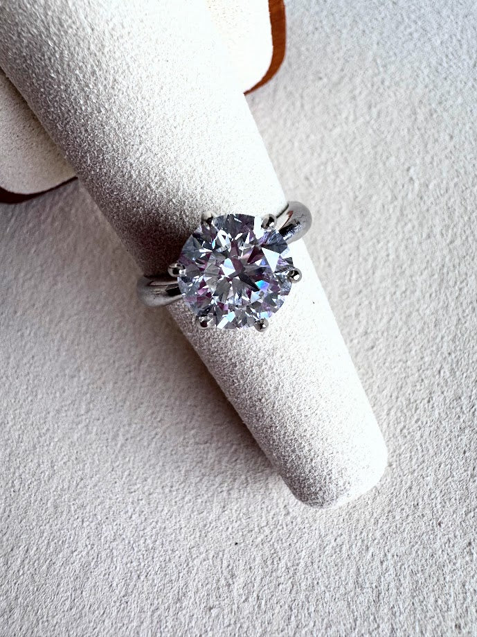 14k White Gold 3.39ct F, SI1 Ideal Cut Brilliant Solitaire Diamond Engagement Ring