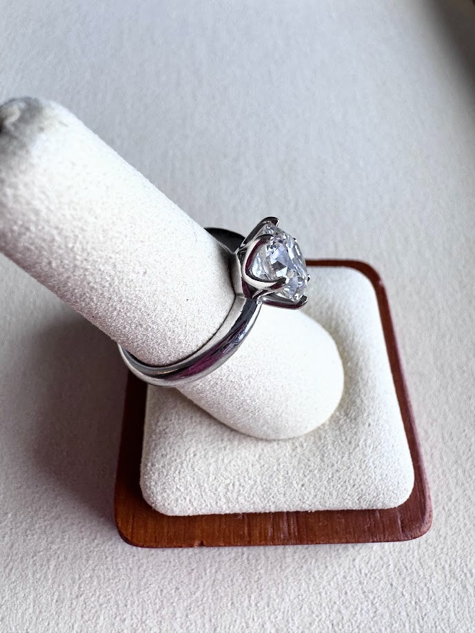 14k White Gold 3.39ct F, SI1 Ideal Cut Brilliant Solitaire Diamond Engagement Ring