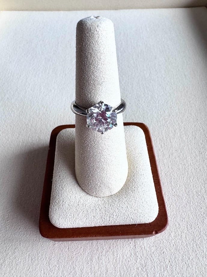 14k White Gold 3.39ct F, SI1 Ideal Cut Brilliant Solitaire Diamond Engagement Ring