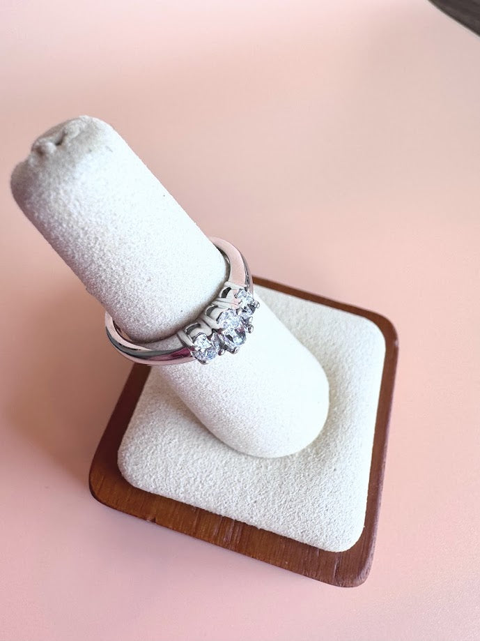 14k Three stone Oval 3/4ctw Natural Diamond Shane Company ring