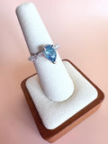 14k White Gold 1.59 Lab Fancy Vivid Blue Pear Shape Diamond Ring w/ 3/4ctw pear accent diamonds