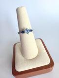 Natural Blue Topaz and Saphire w/ diamond accents Platinum Ring